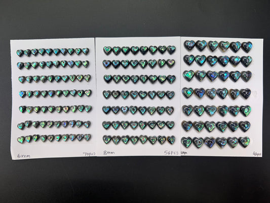 Natural Abalone Shell Heart Cab 6mm - 10mm