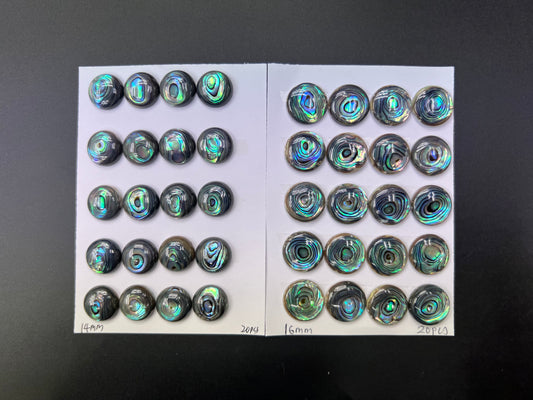 Natural Abalone Shell Round Cab 14mm 16mm