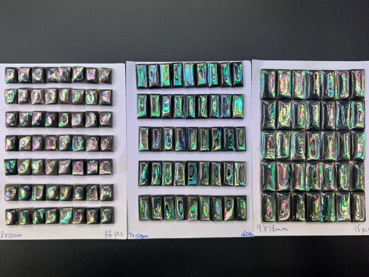 Natural Abalone Shell Rectangle Cab 7x15mm - 9x18mm