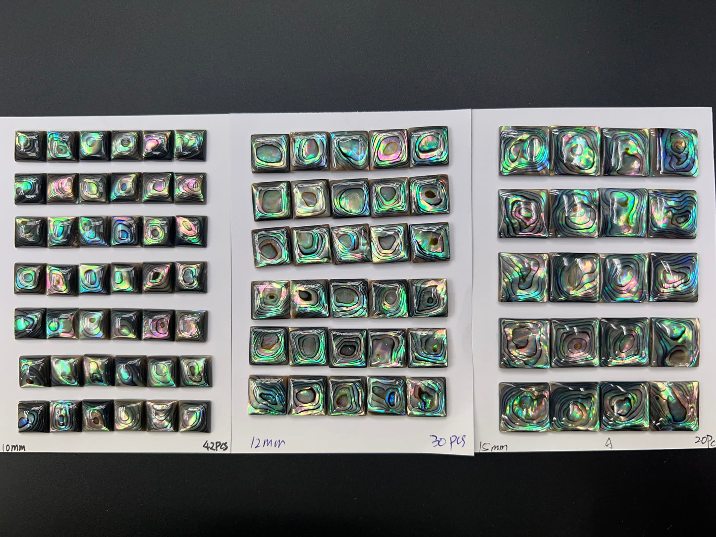 Natural Abalone Shell Square Cab 10mm - 15mm