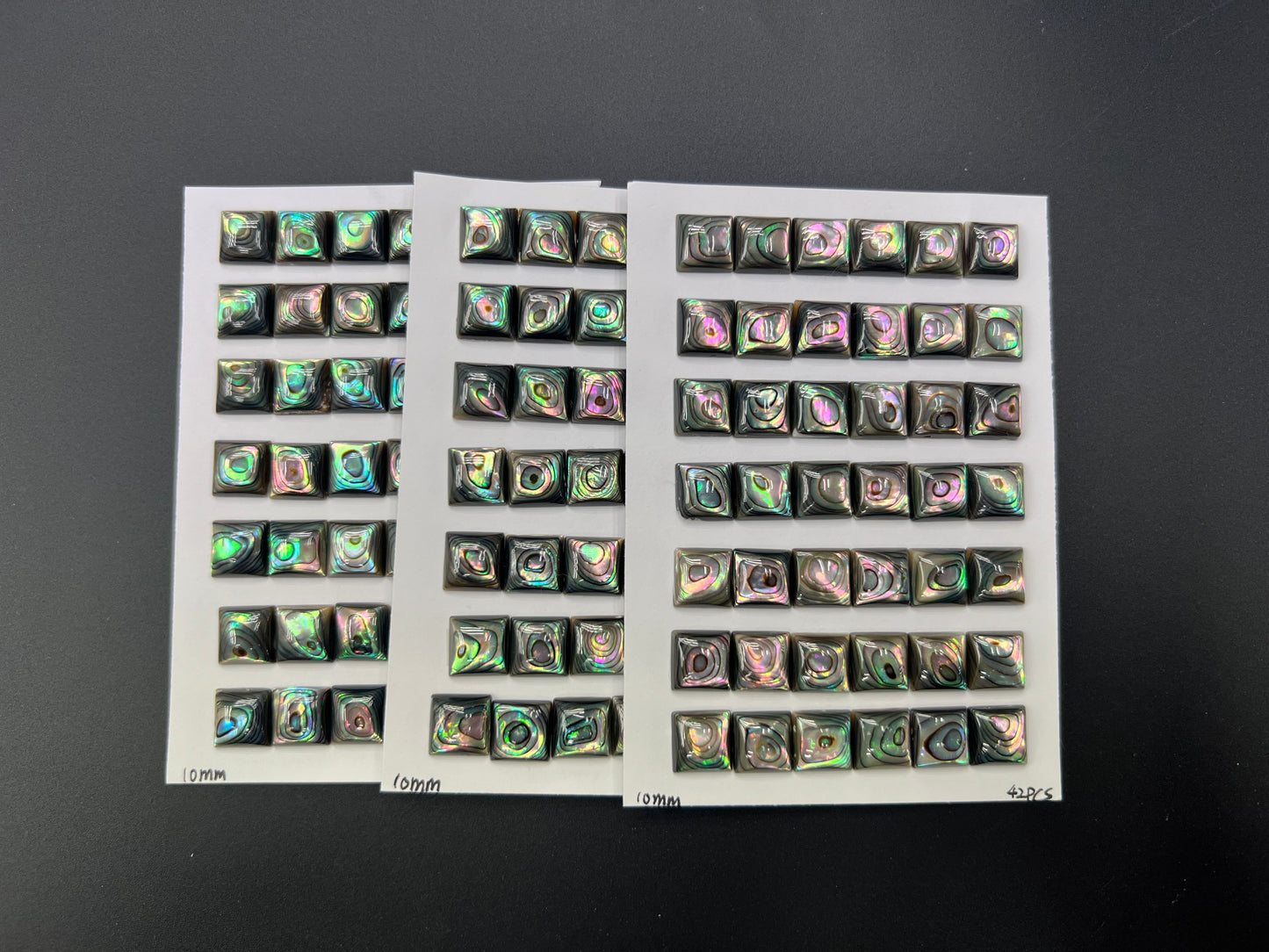 Natural Abalone Shell Square Cab 10mm - 15mm