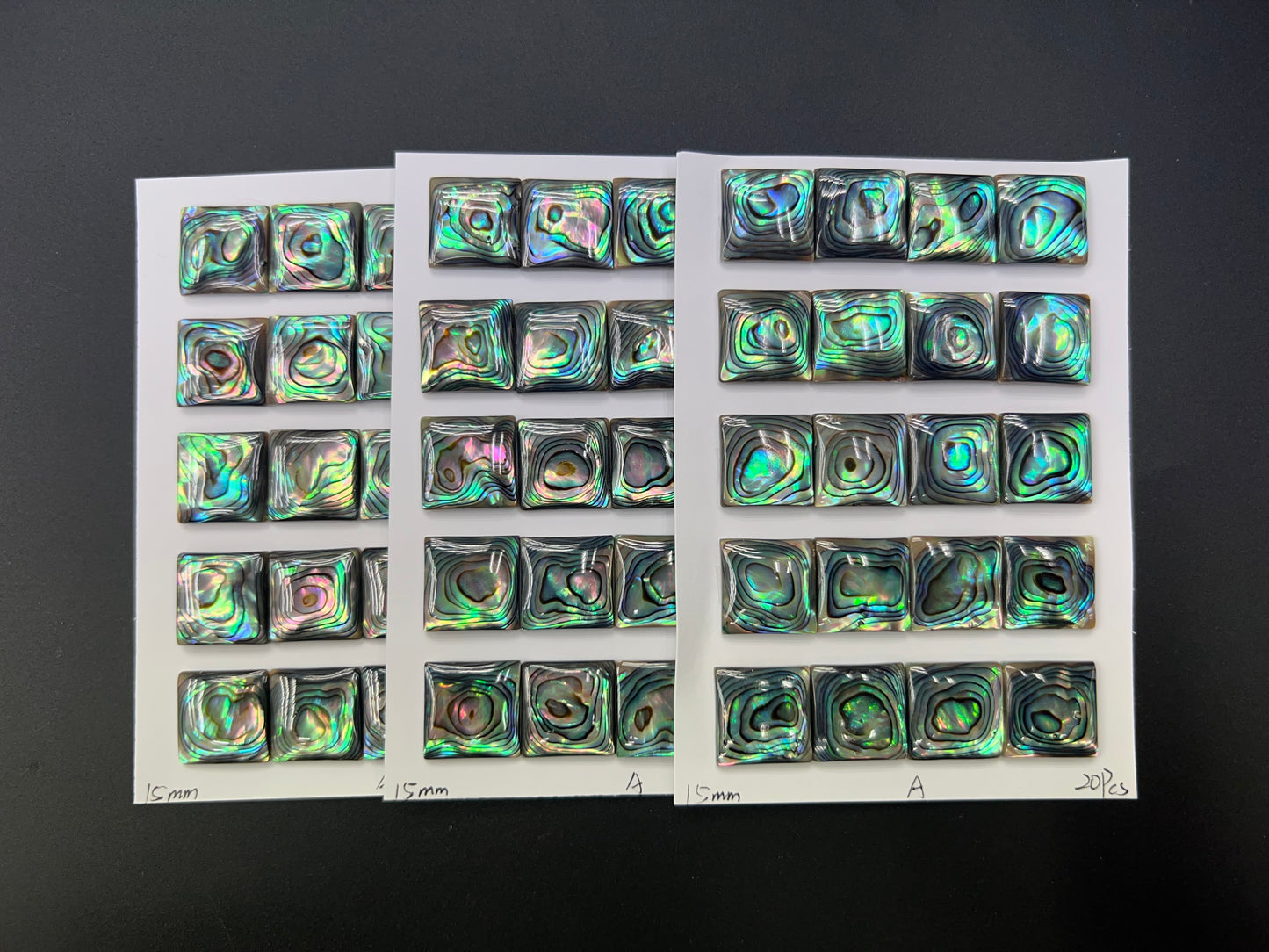 Natural Abalone Shell Square Cab 10mm - 15mm