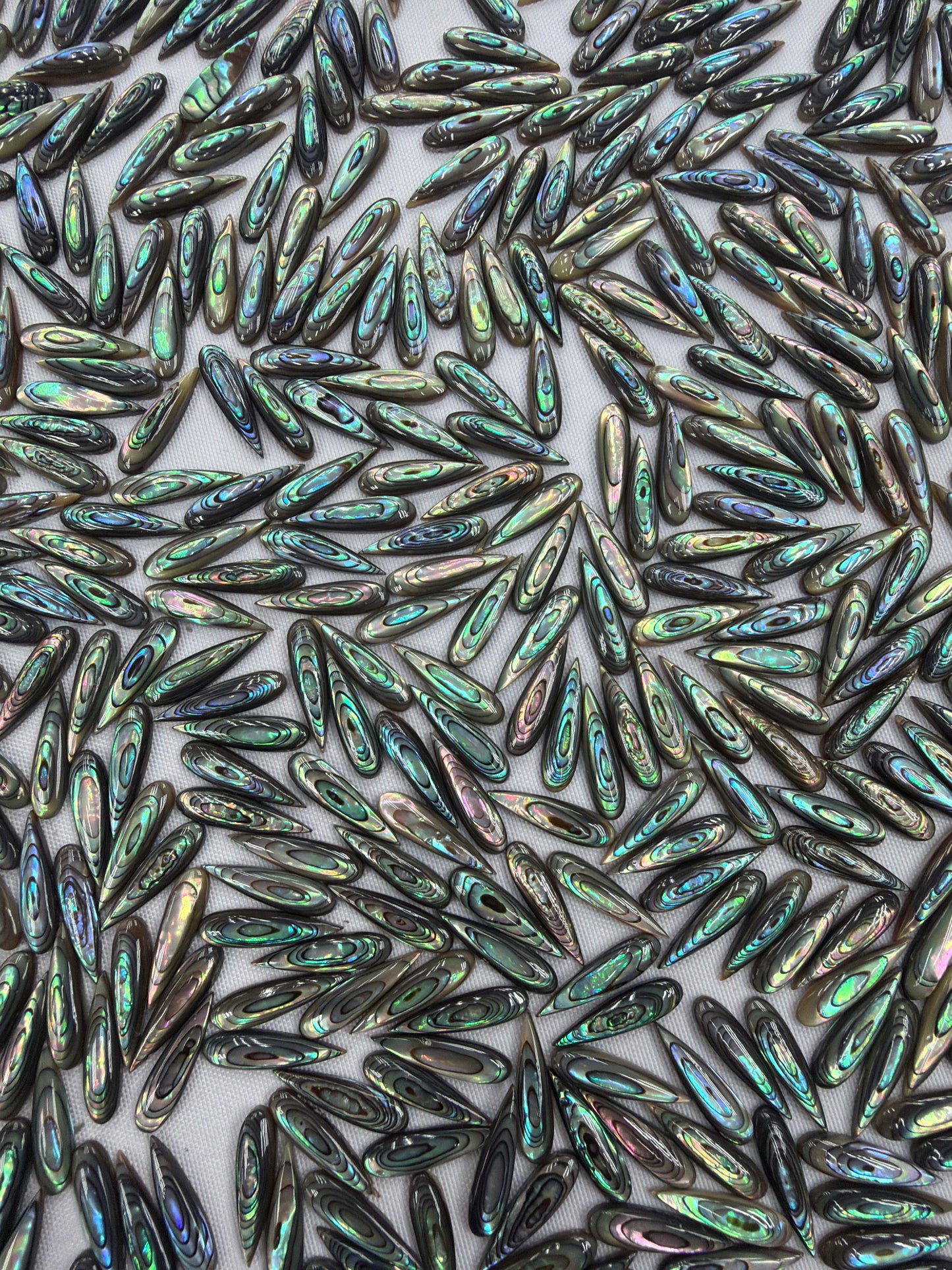 Natural Abalone Shell Teardrop Cab 5x20mm - 10x14mm