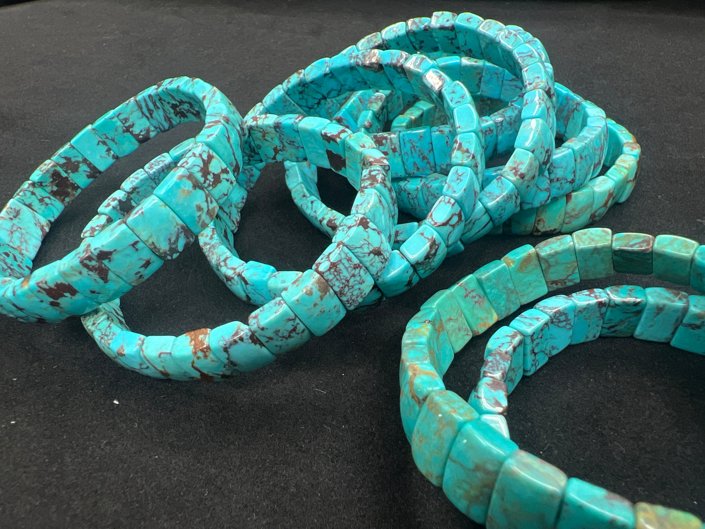 Natural Turquoise Rectangle Bracelet 7x10mm