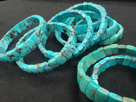 Natural Turquoise Rectangle Bracelet 7x10mm