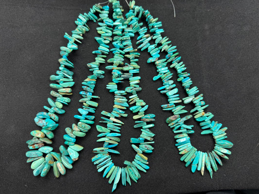 Turquoise Irregular Long Chips Strand (Top Drilled)
