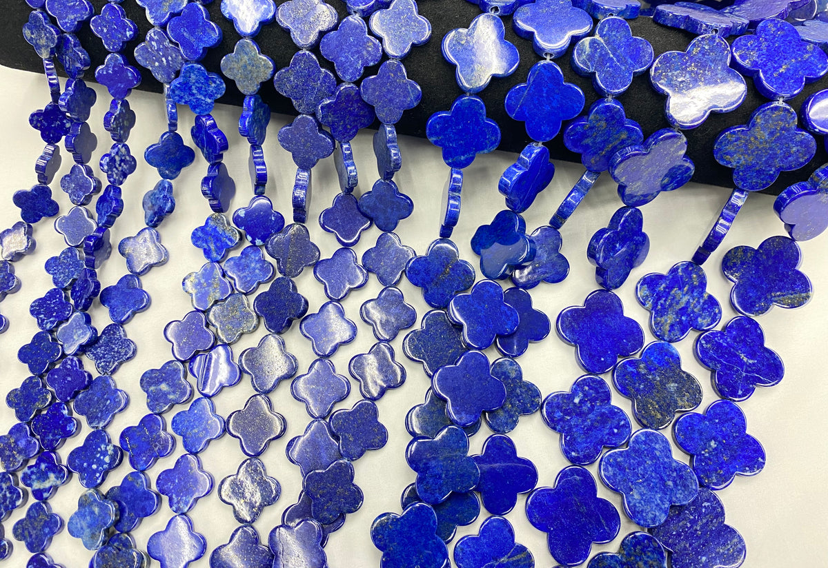 Lapis 4 Clover Flat Beads Strand 15mm 18mm 20mm 25mm 30mm