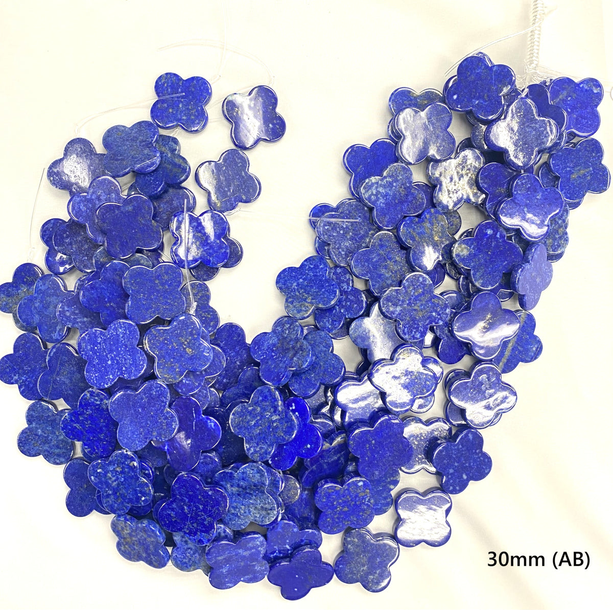Lapis 4 Clover Flat Beads Strand 15mm 18mm 20mm 25mm 30mm