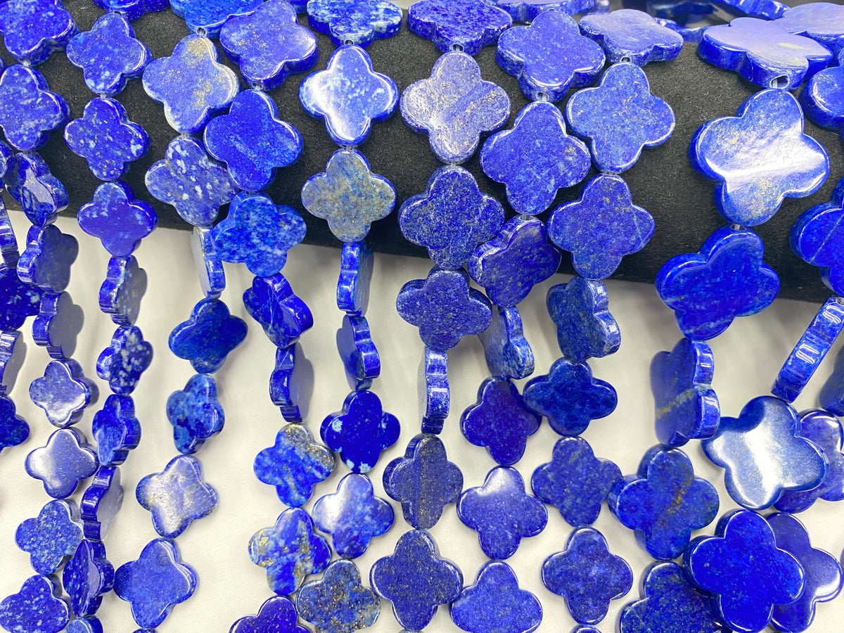 Lapis 4 Clover Flat Beads Strand 15mm 18mm 20mm 25mm 30mm