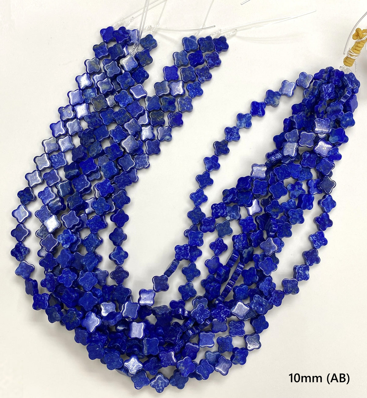 Lapis 4 Clover Flat Beads Strand 8mm 10mm 12mm