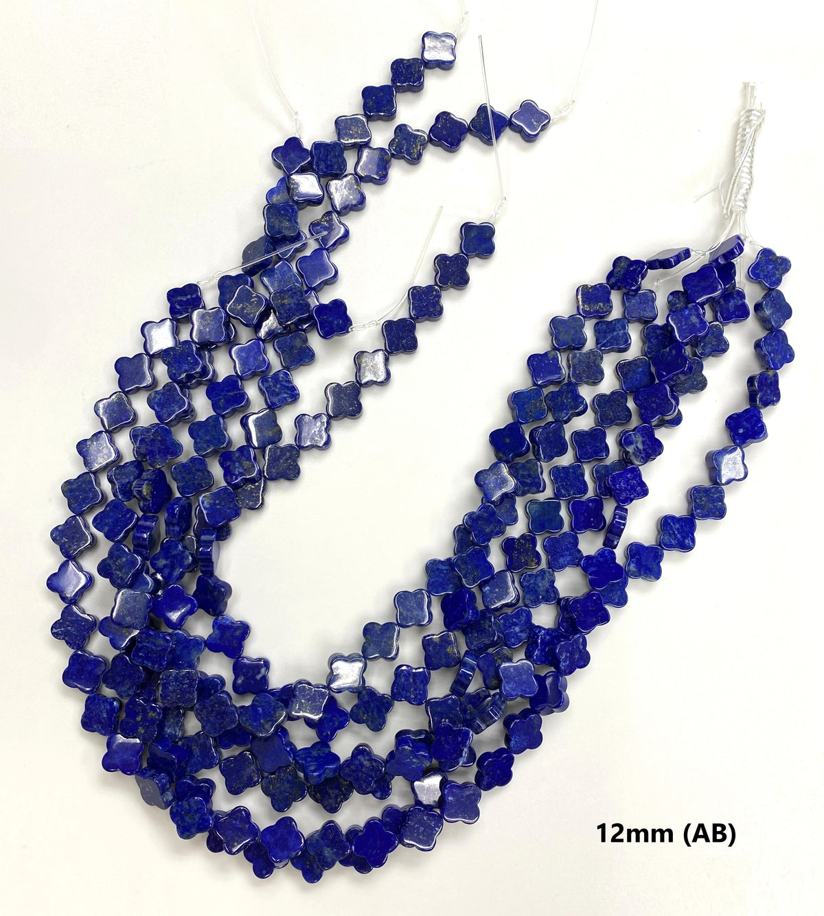 Lapis 4 Clover Flat Beads Strand 8mm 10mm 12mm