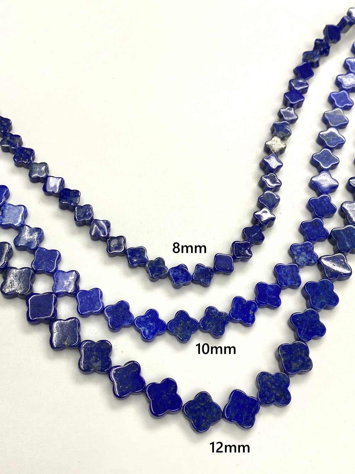 Lapis 4 Clover Flat Beads Strand 8mm 10mm 12mm