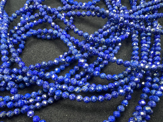 Lapis Fancy Cut Beads Strand 4mm