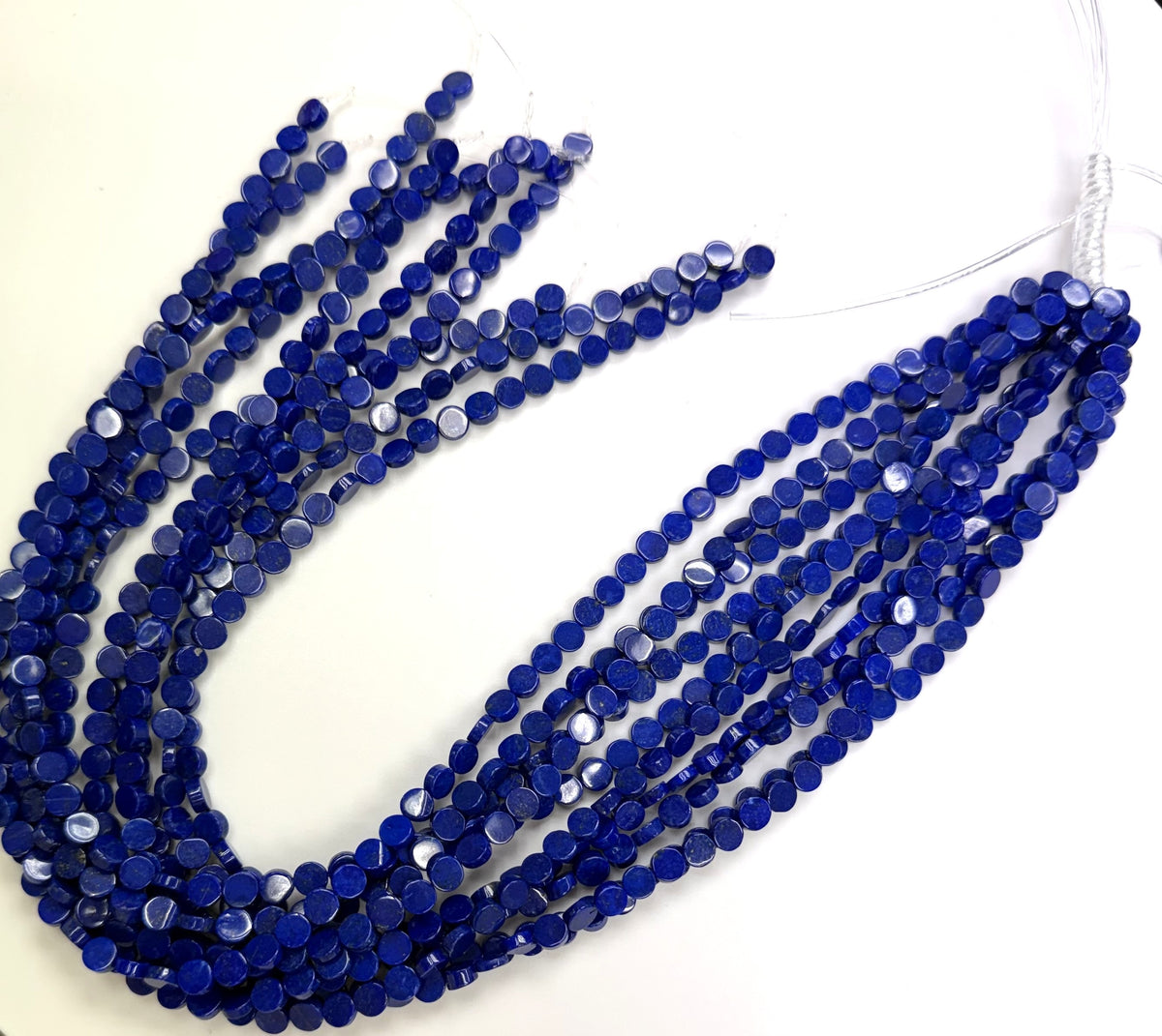 Lapis Coin Flat Beads Strand 16 inches 6mm