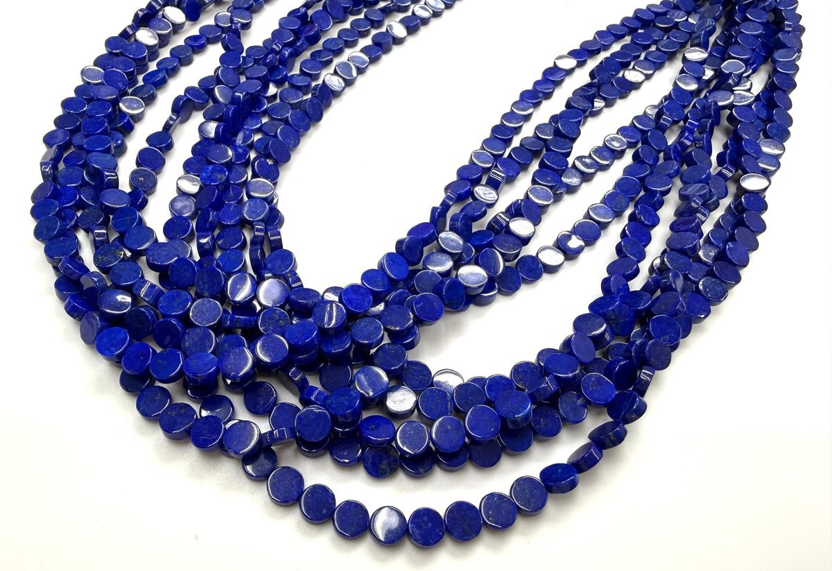 Lapis Coin Flat Beads Strand 16 inches 6mm