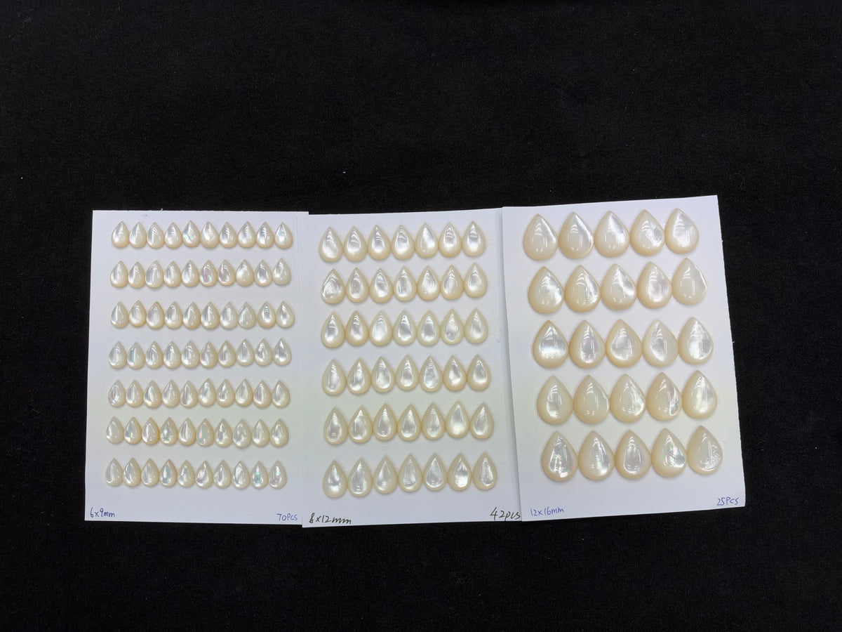 White Mother Of Pearl Teardrop Cab 6x9-12x16mm