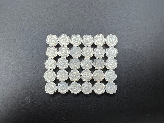 White Mother Of Pearl Rose Cab 8mm