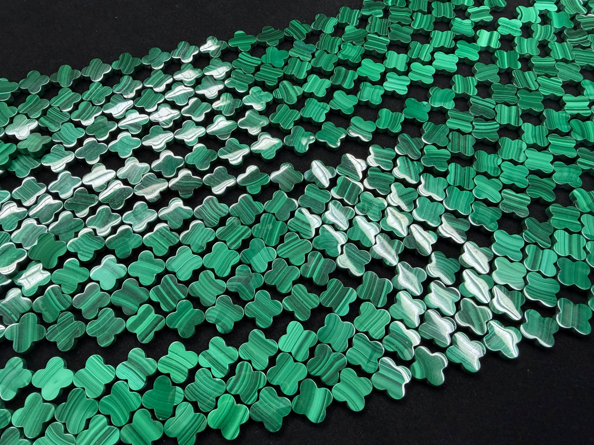 Malachite Colver Flower Beads 13mm