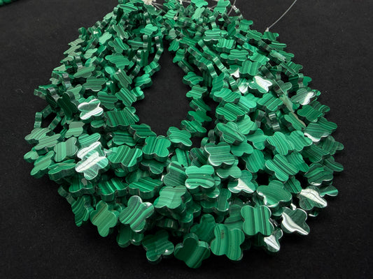 Malachite Colver Flower Beads 13mm