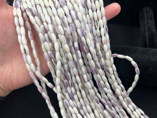 (Matt) White Wampum Olive Beads 4x9mm