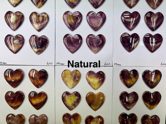 Purple Spiny Oyster Shell Heart Pendant 25mm