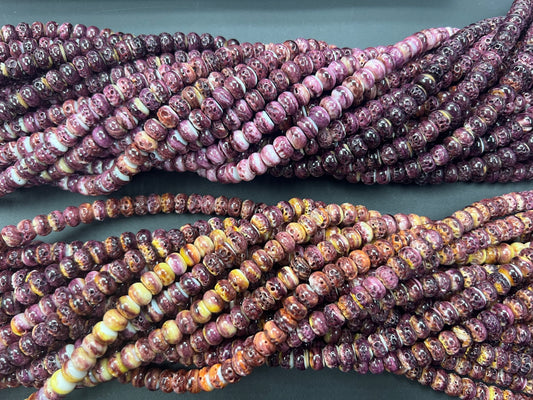 Purple Spiny Oyster Rondelle Beads 8mm