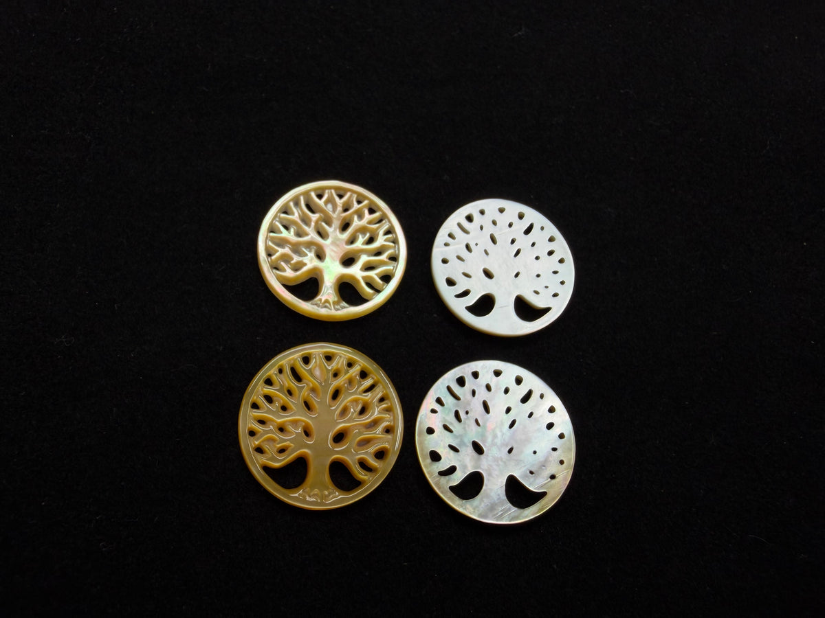 White/ Yellow Mother Of Pearl Shell Life Tree 20mm