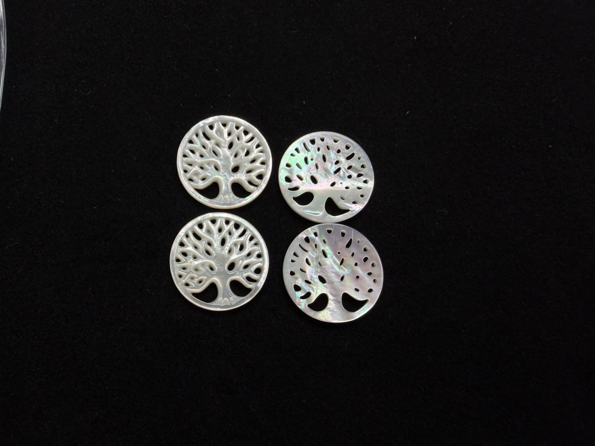 White/ Yellow Mother Of Pearl Shell Life Tree 20mm