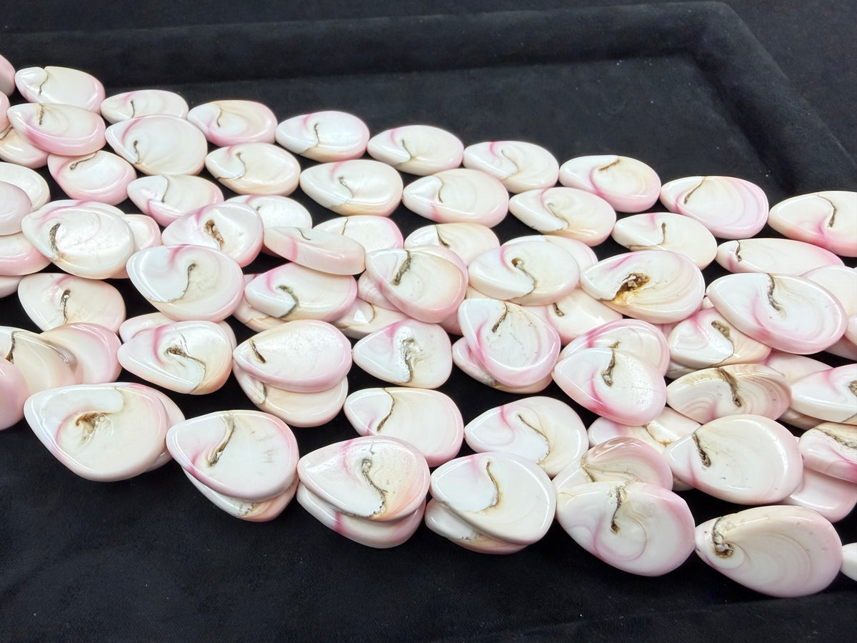 Pink Shell Fancy Swirl Pear Shape Strand Large Size