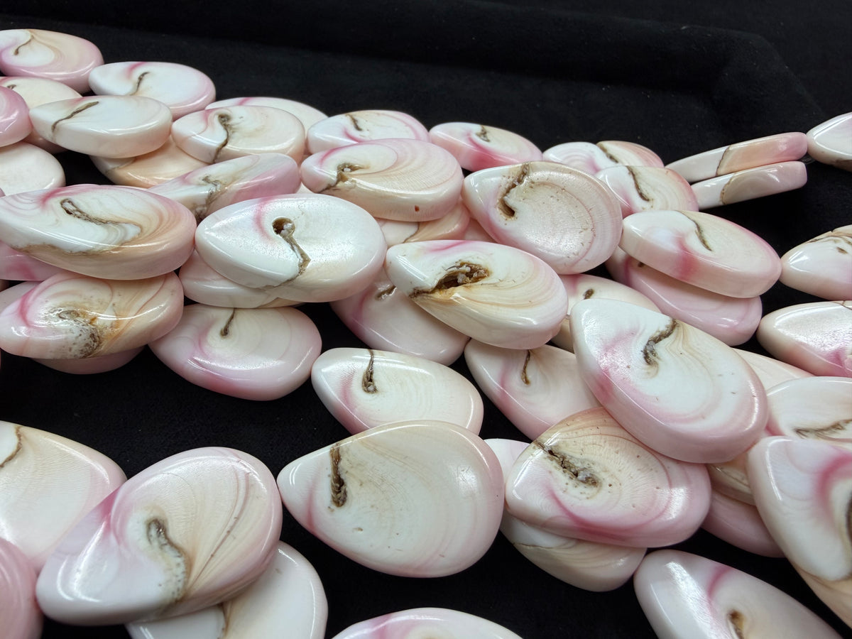 Pink Shell Fancy Swirl Pear Shape Strand Large Size