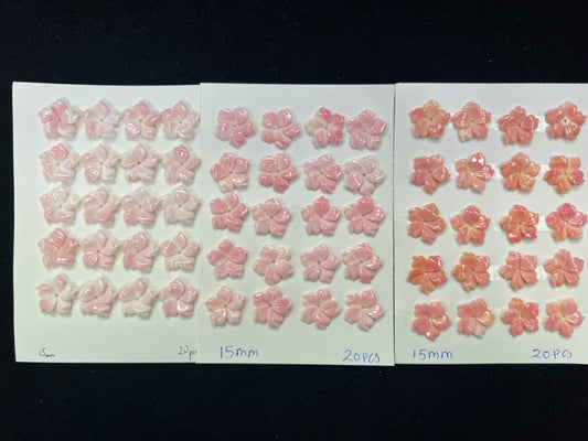 Pink Shell Bauhinia Flower Cabs 12-25mm