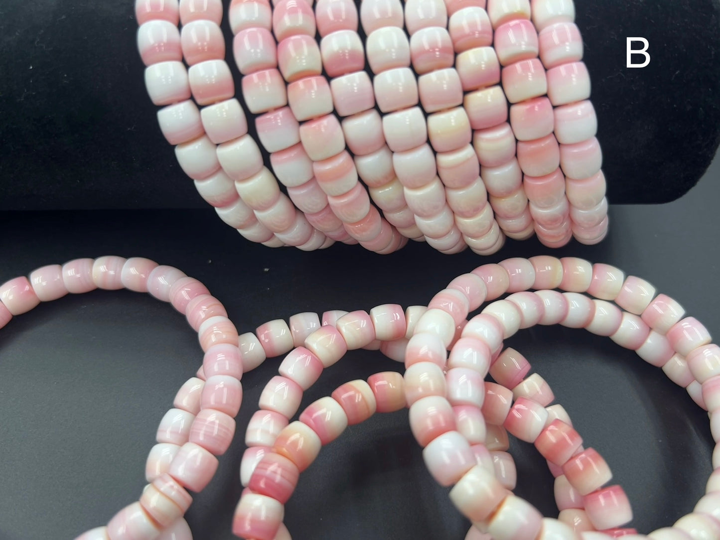 Pink Shell Cylinder Beads Bracelet 7x8mm
