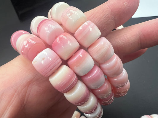 Pink Shell Cylinder Beads Bracelet 9x10mm
