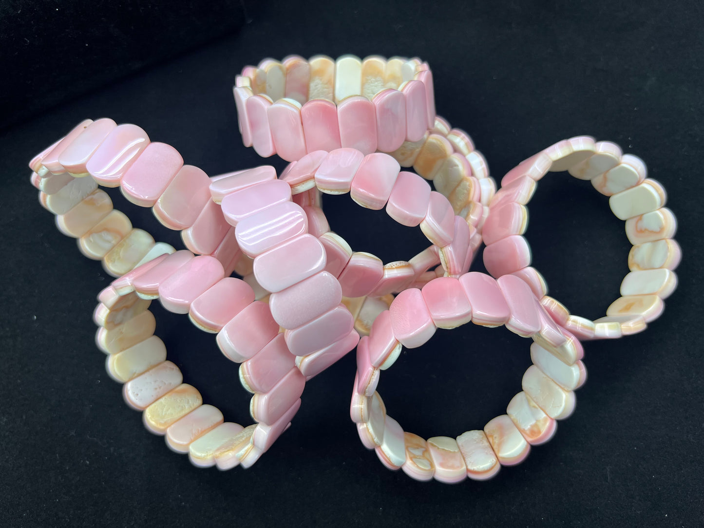 Pink Shell Dog Tag Shape Bracelet 8x12mm