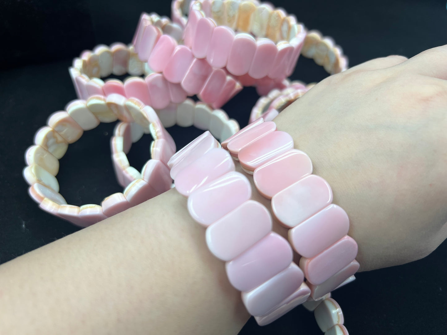 Pink Shell Dog Tag Shape Bracelet 8x12mm