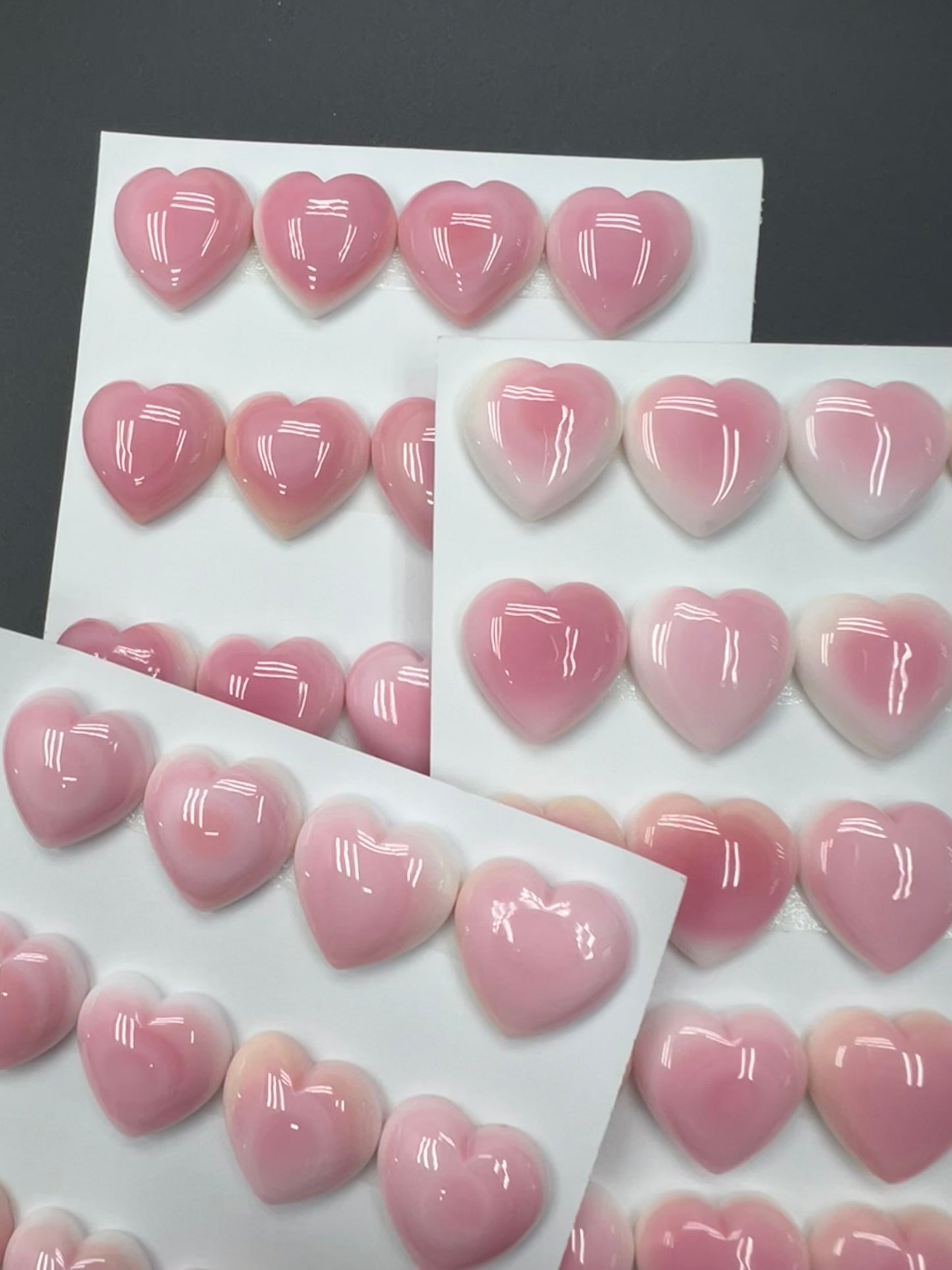 Pink Shell Heart Cabs 12-16mm