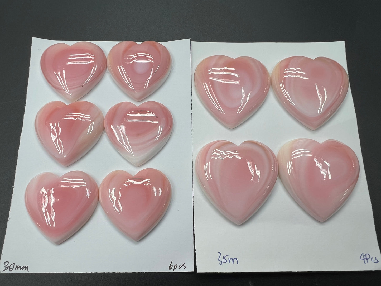 Pink Shell Heart Cabs 30-35mm