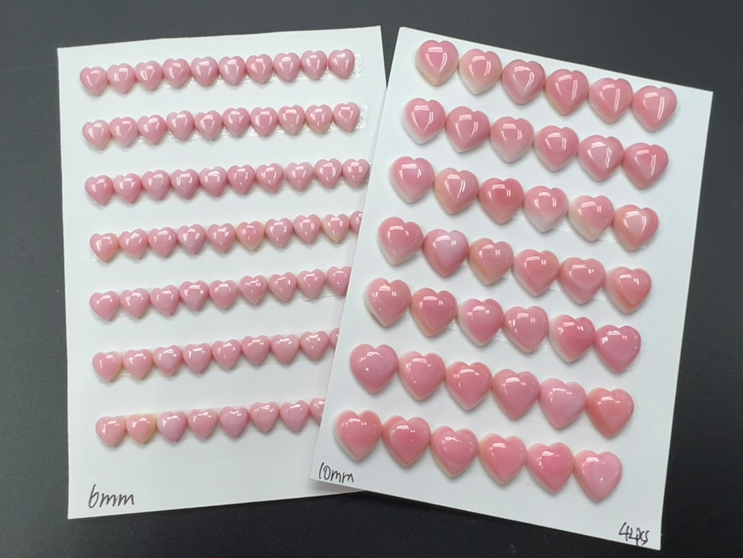 Pink Shell Heart Cabs 6-10mm