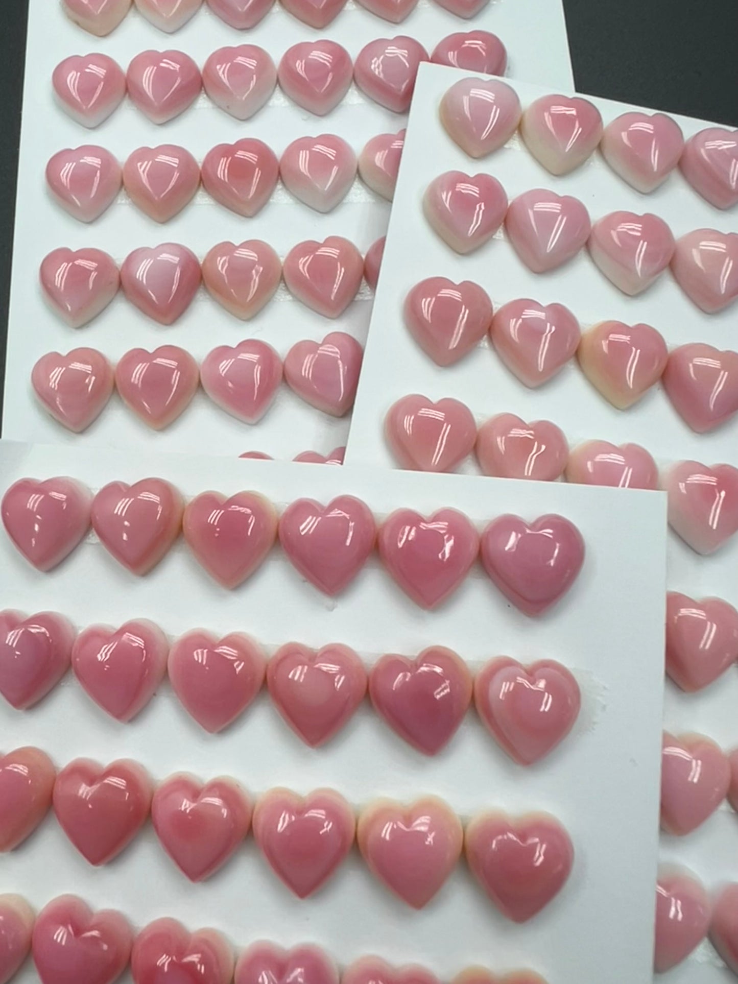 Pink Shell Heart Cabs 6-10mm