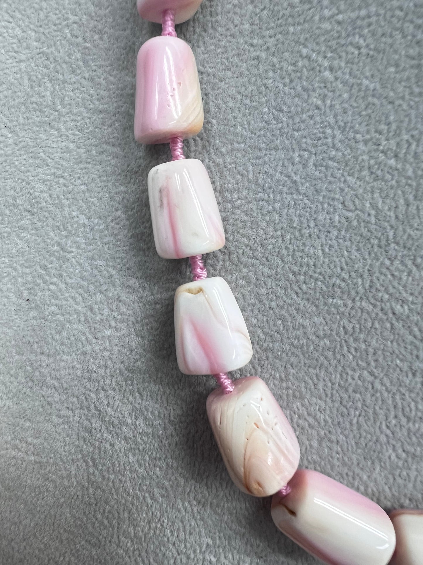 Pink Shell Free Size Tube Shape Graduated Necklace