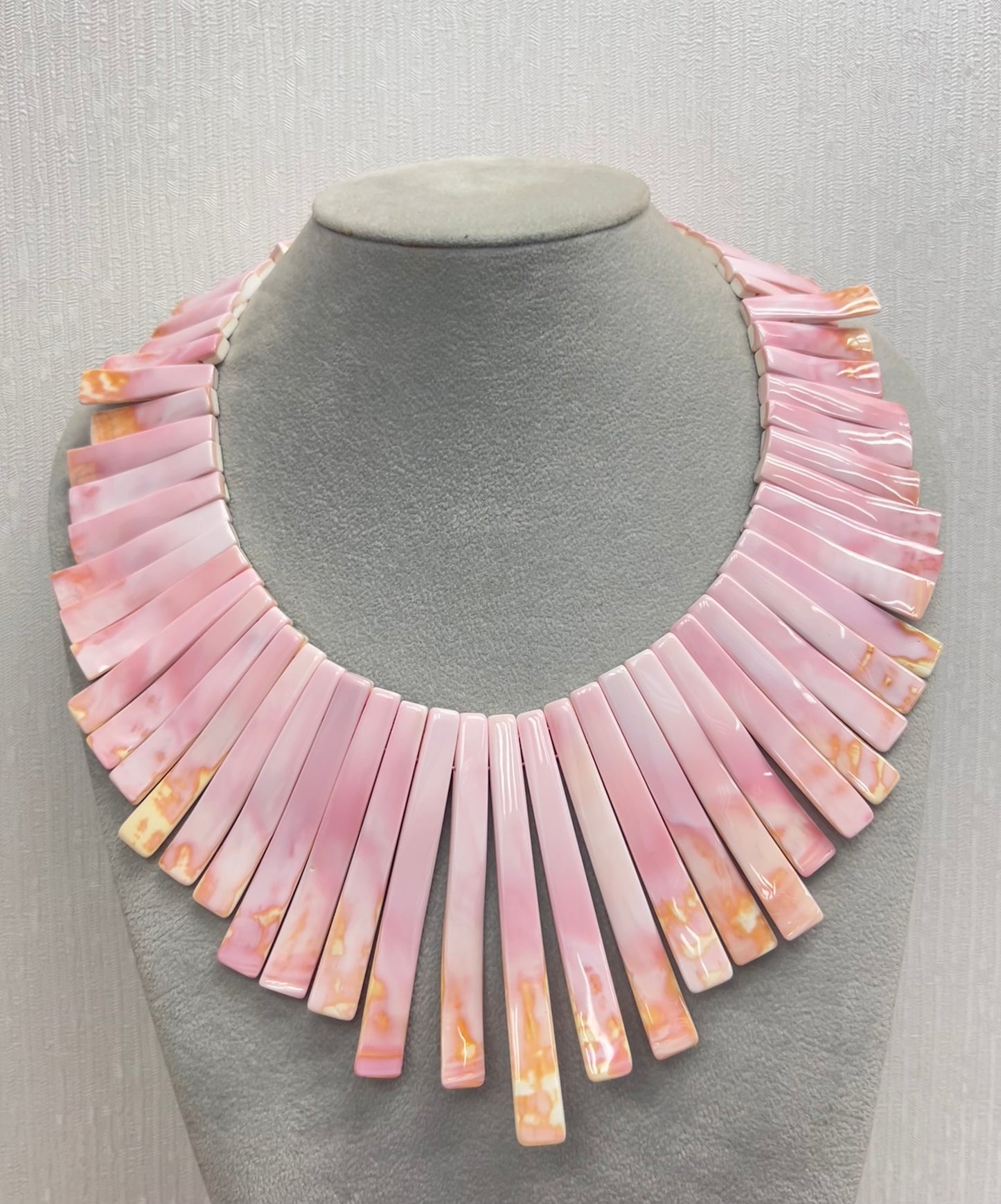 Pink Shell Long Trapezoid Necklace