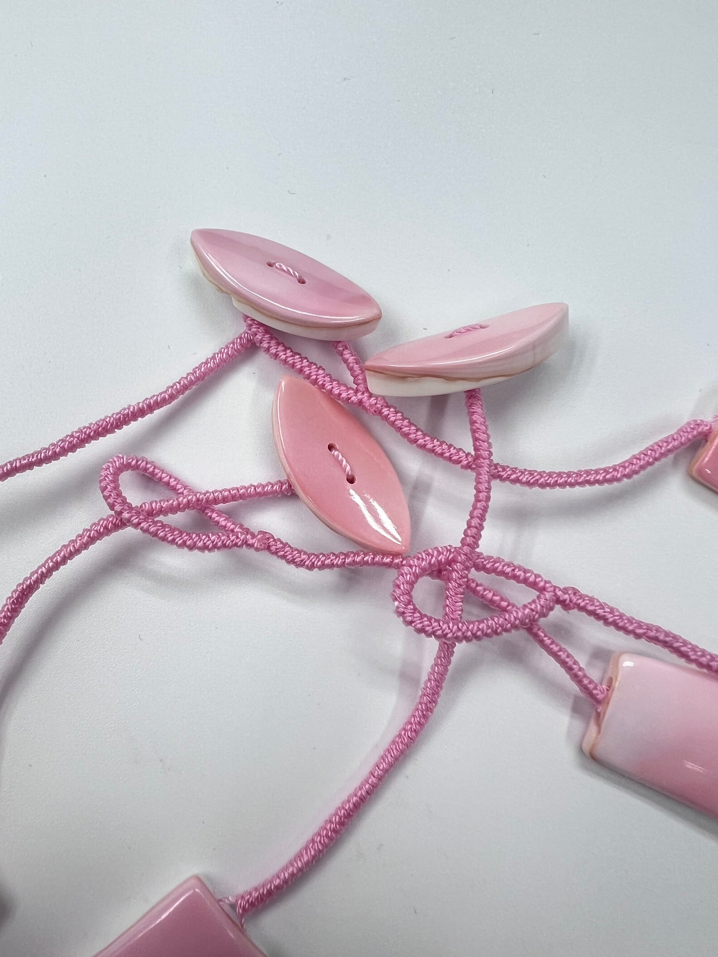 Pink Shell Parallelogram & Trapezoid Necklace