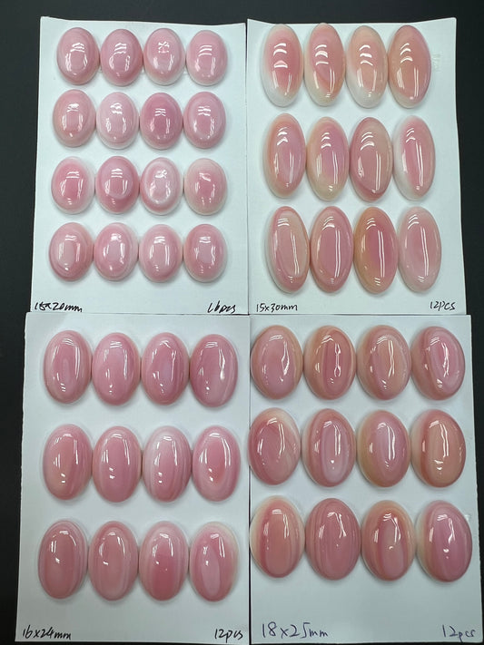 Pink Shell Oval Cabs 15x20mm - 18x25mm