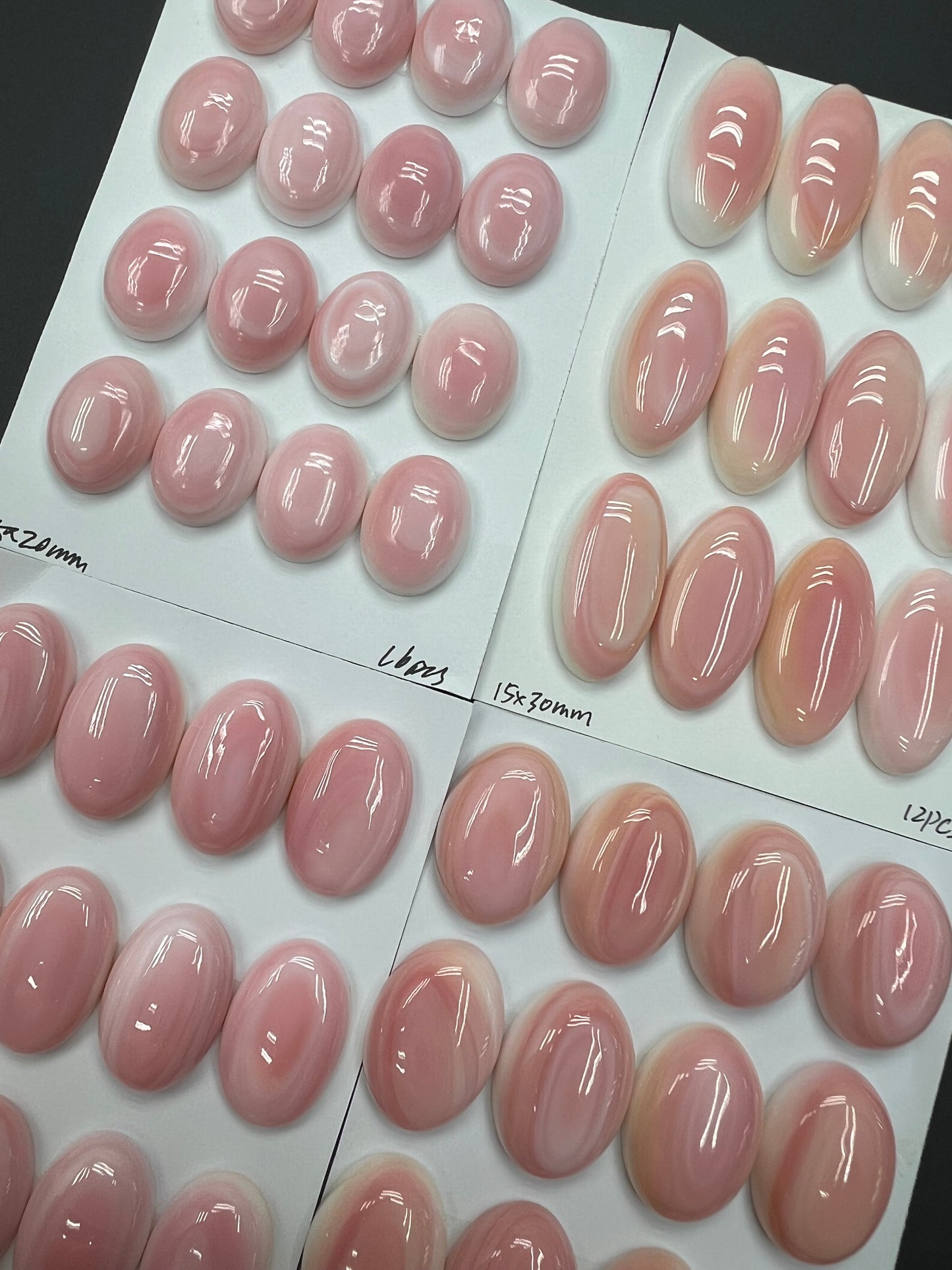 Pink Shell Oval Cabs 15x20mm - 18x25mm