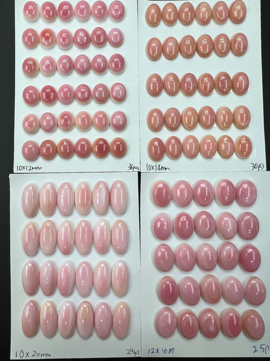 Pink Shell Oval Cabs 10x12mm - 12x16mm