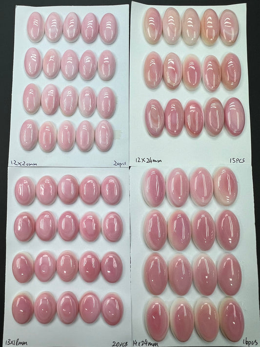 Pink Shell Oval Cabs 12x20mm - 14x24mm