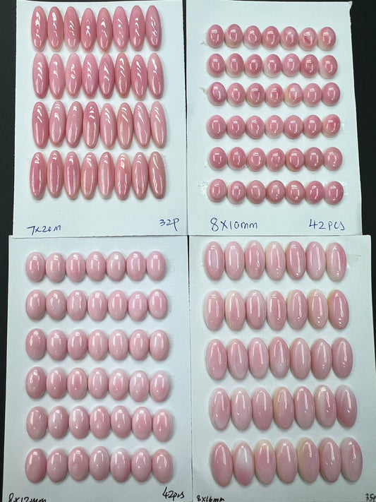 Pink Shell Oval Cabs 7x20mm - 8x16mm