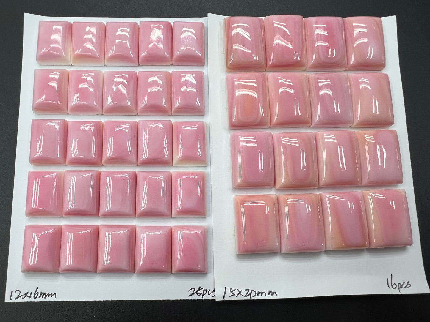 Pink Shell Rectangle Cabs 12x16-15x20mm