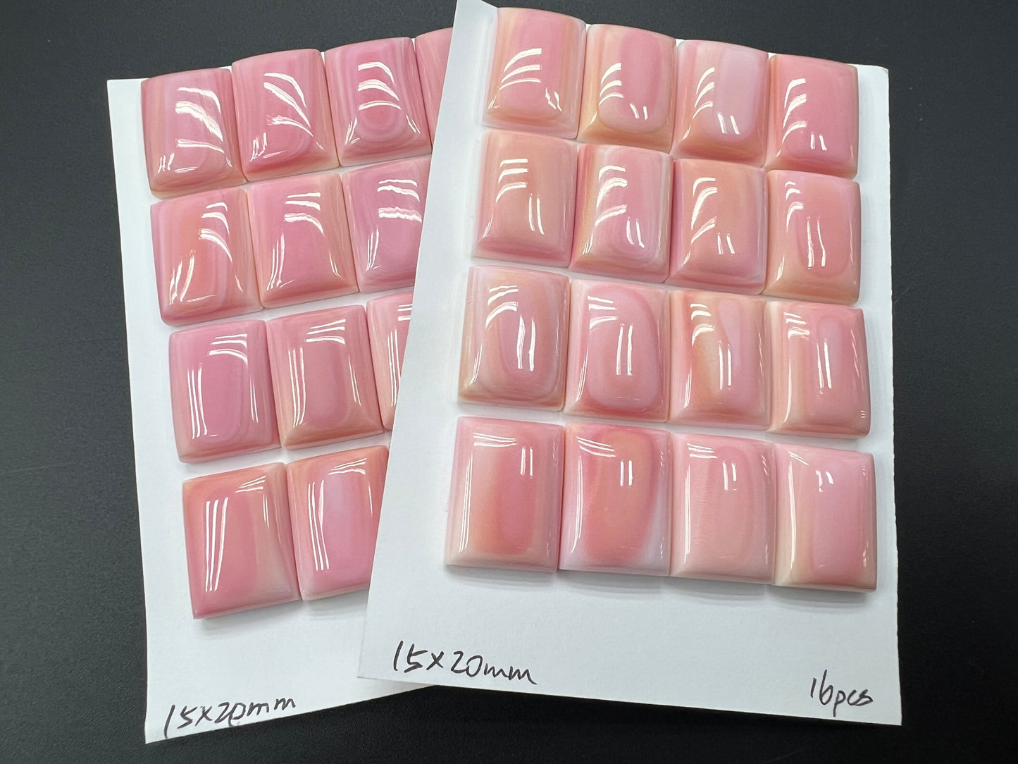 Pink Shell Rectangle Cabs 12x16-15x20mm