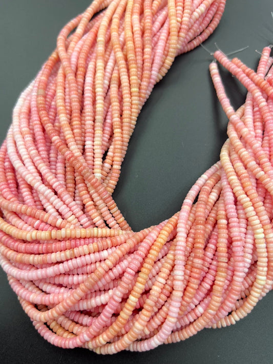Pink Shell Rondelle Beads Strand 4mm